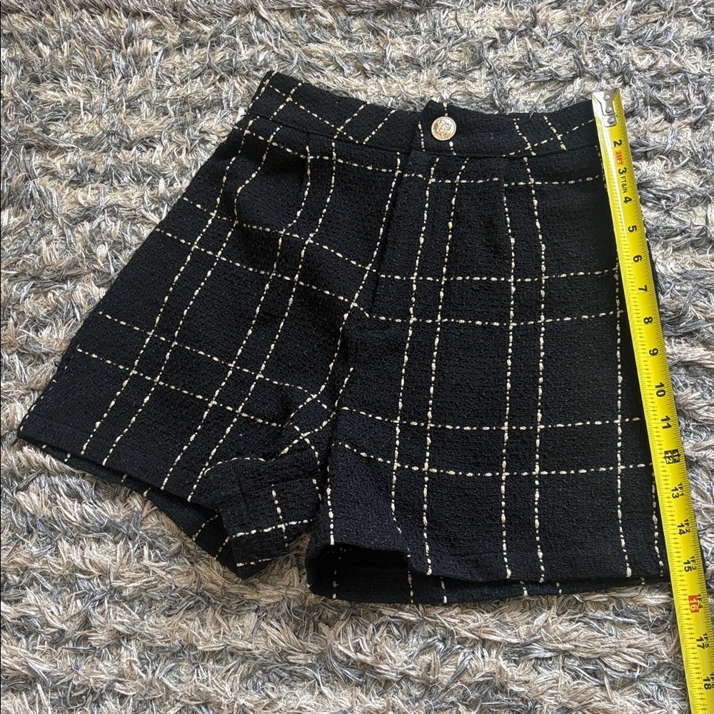 NWOT! Black Gold Windowpane Tweed Blazer & Short Set, Size XS - Picture 9 of 9